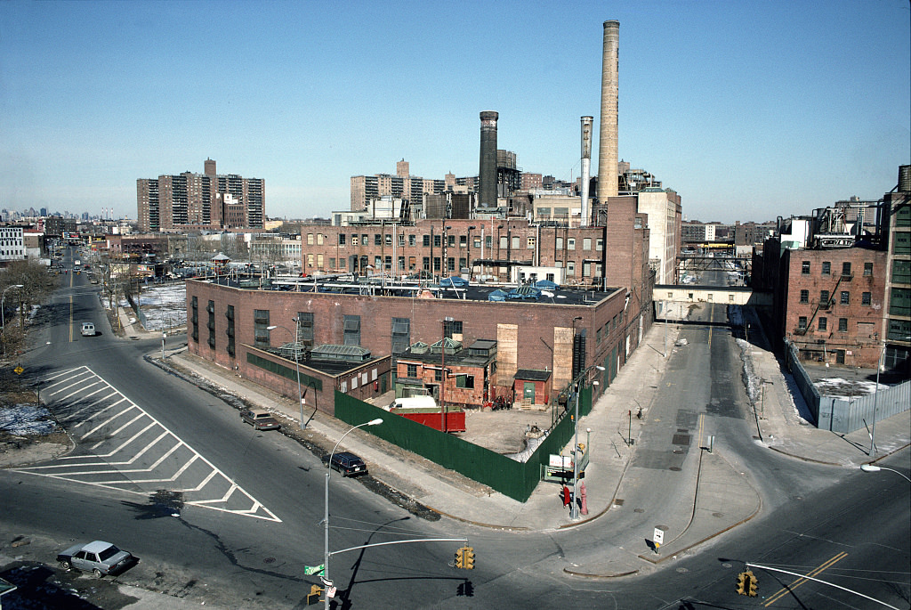 View From Flushing Ave. Entrance To The G Train Toward Union Ave. And Gerry St., Brooklyn, 1994.