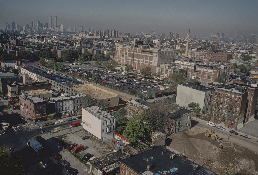 View From The Tompkins Houses Toward Park Ave. At Tompkins Ave., Pfizer Plant On The Right, Brooklyn, 1992.