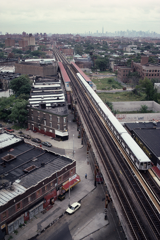 View Of The J And Z Lines Along Broadway From Sumpter St., Brooklyn, 1992.