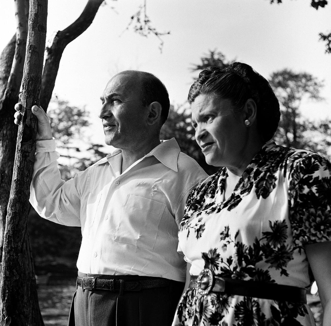 Adolf And Ida Schlussel Posing Together In A Park, 1945