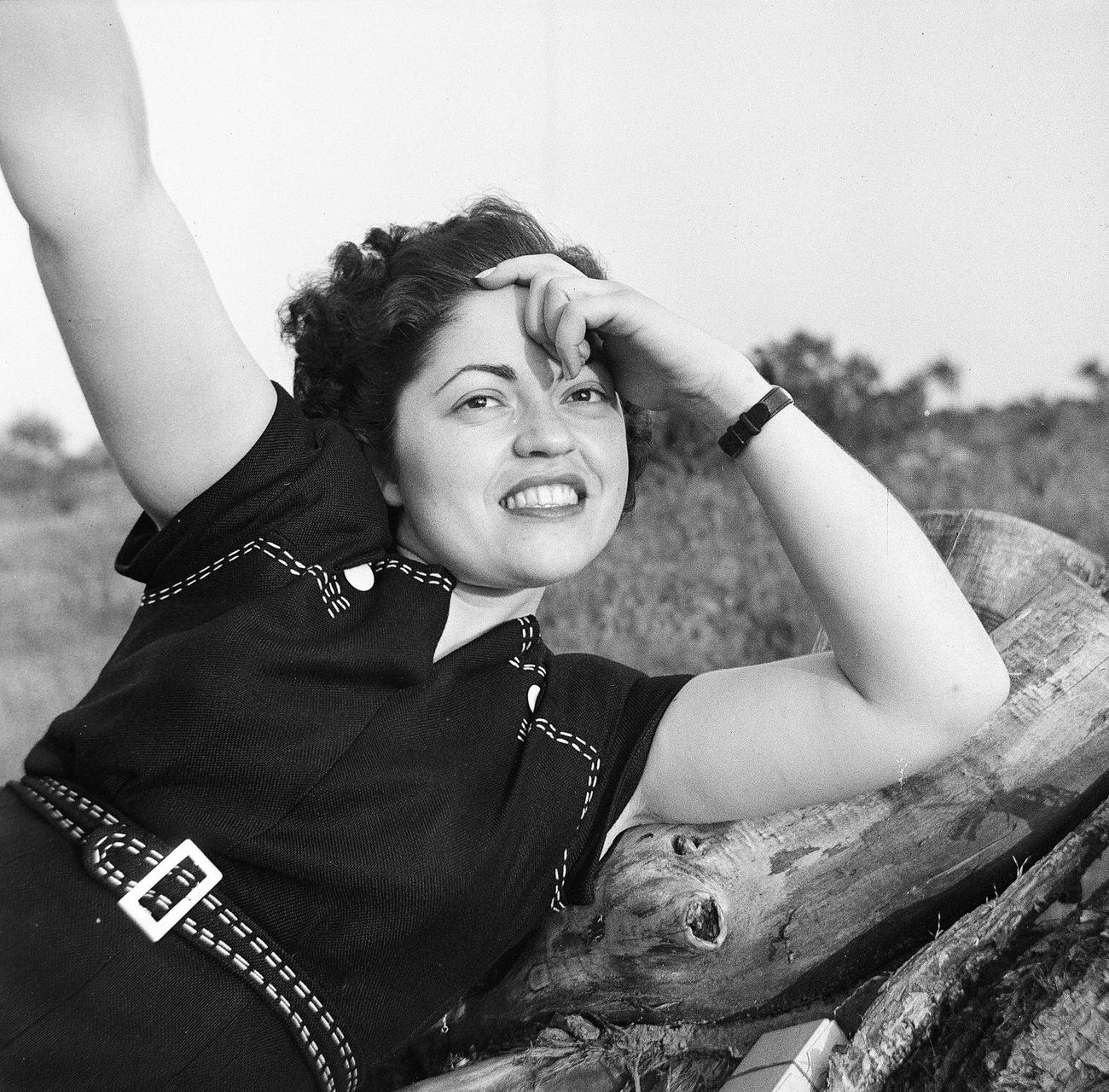 Rae Russel Next To An Uprooted Tree, 1945