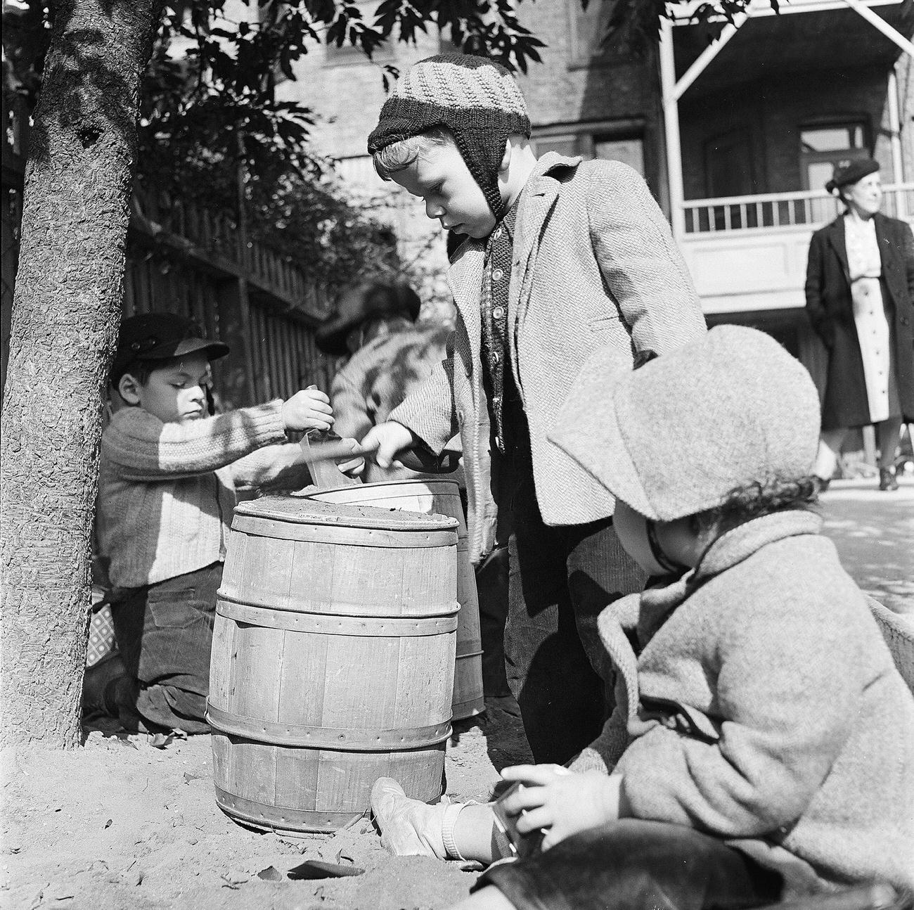 Children Playing In Day Nursery Backyard, 1946