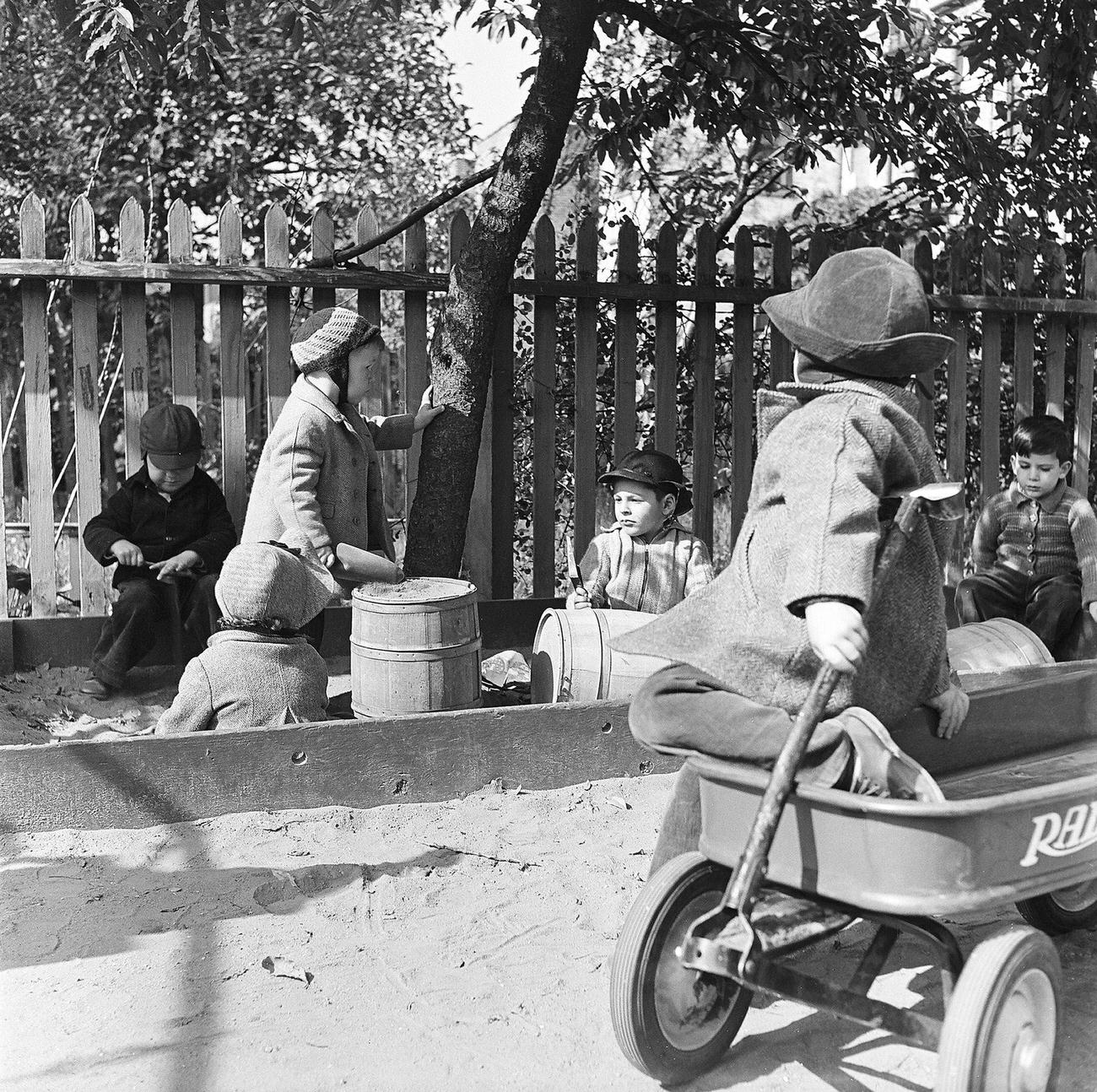 Children Playing In Day Nursery Backyard, 1946