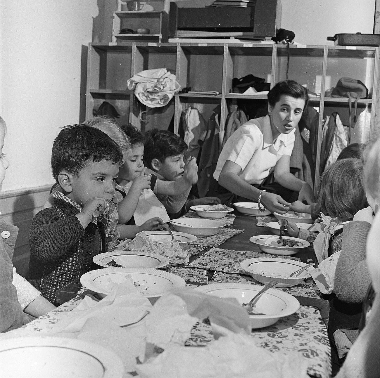 Children Eating Lunch At Day Nursery, 1946