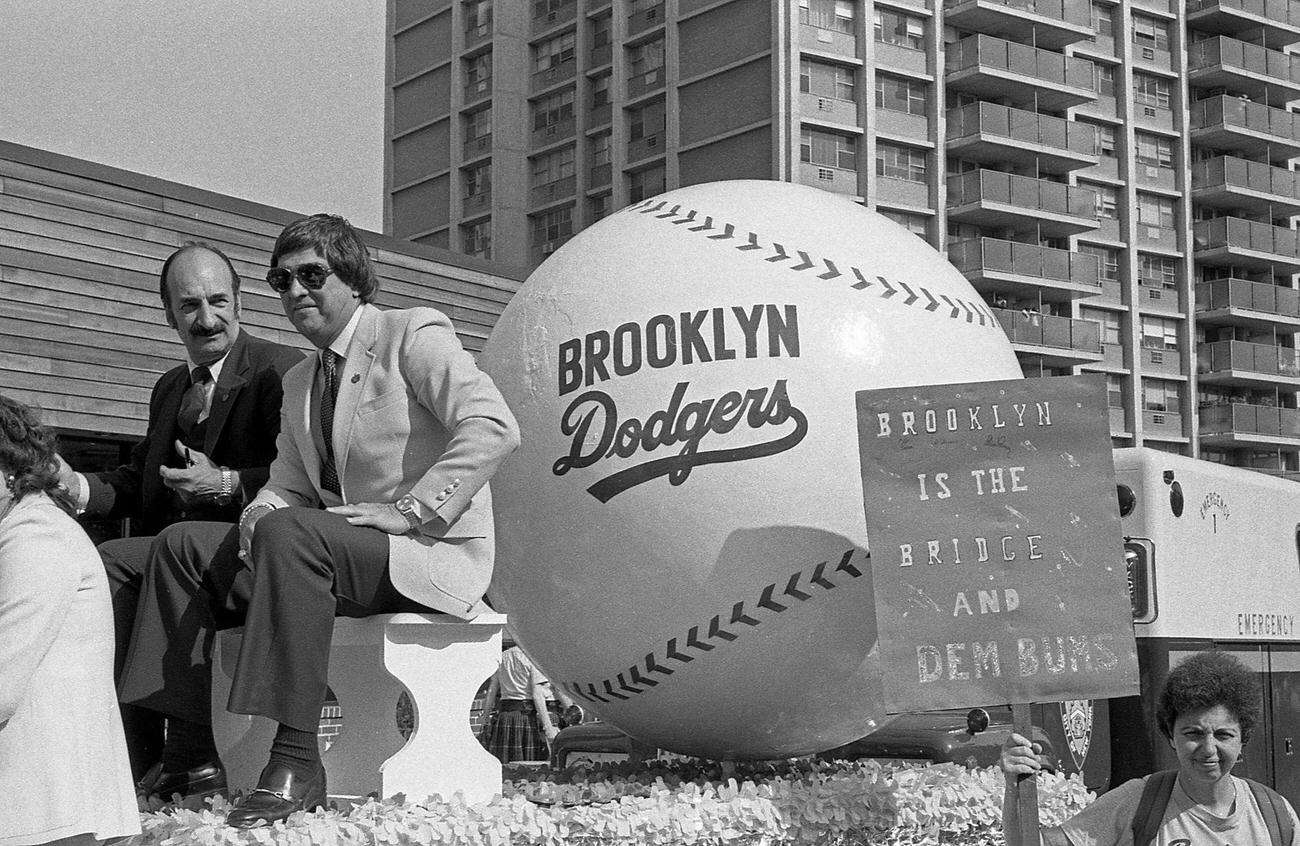 Cal Abrams On Dodgers' Parade Float, Brooklyn, 1983