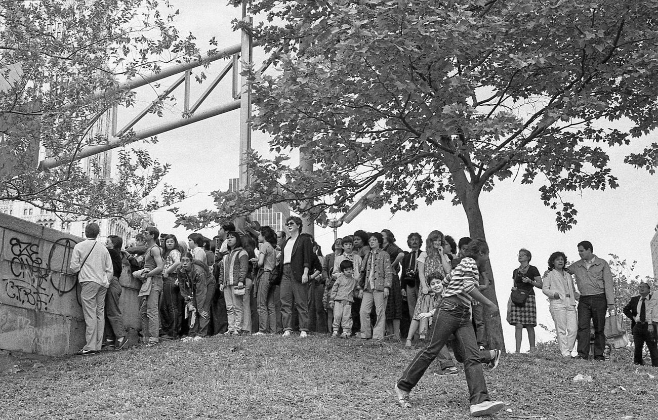 Spectators On A Hill At Brooklyn Bridge Centennial, 1983