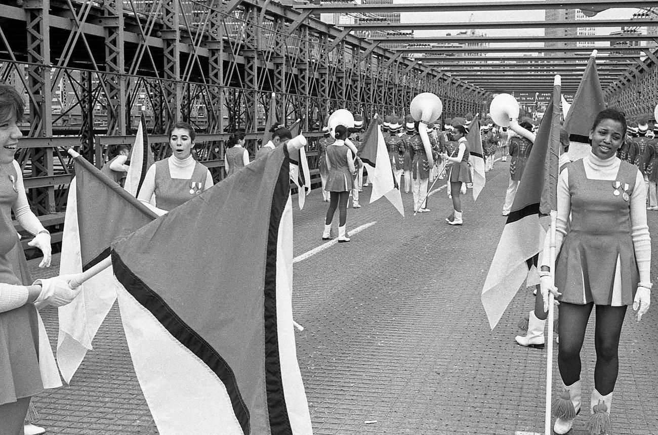 Marching Band Crossing Brooklyn Bridge, 1983