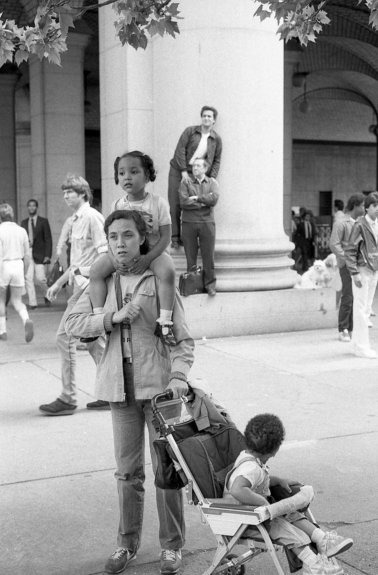 Street-Level View Of Spectators In Lower Manhattan, Brooklyn, 1983