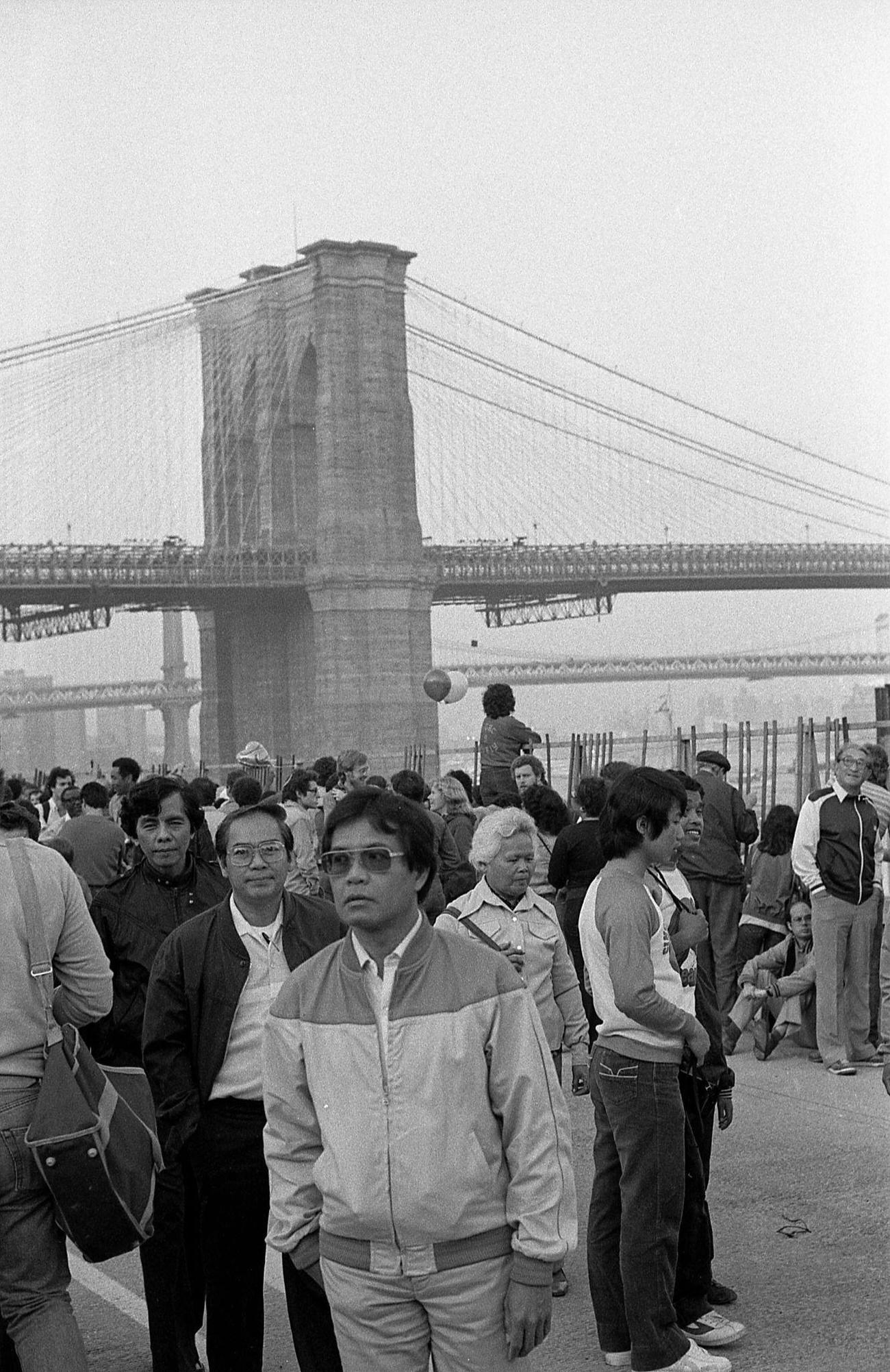 Spectators At South Street Seaport During Brooklyn Centennial, 1983