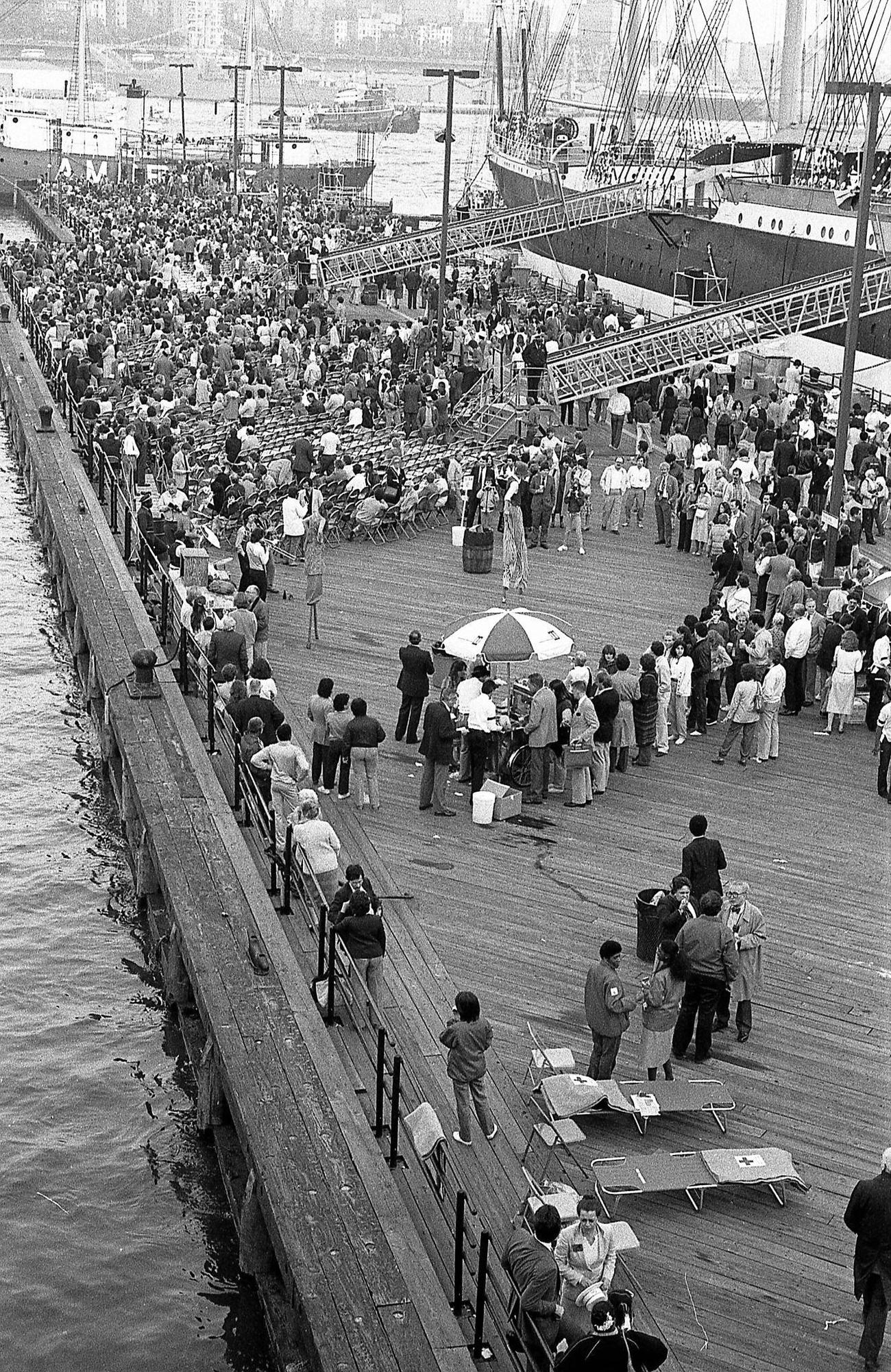 Elevated Spectators At South Street Seaport, Brooklyn, 1983