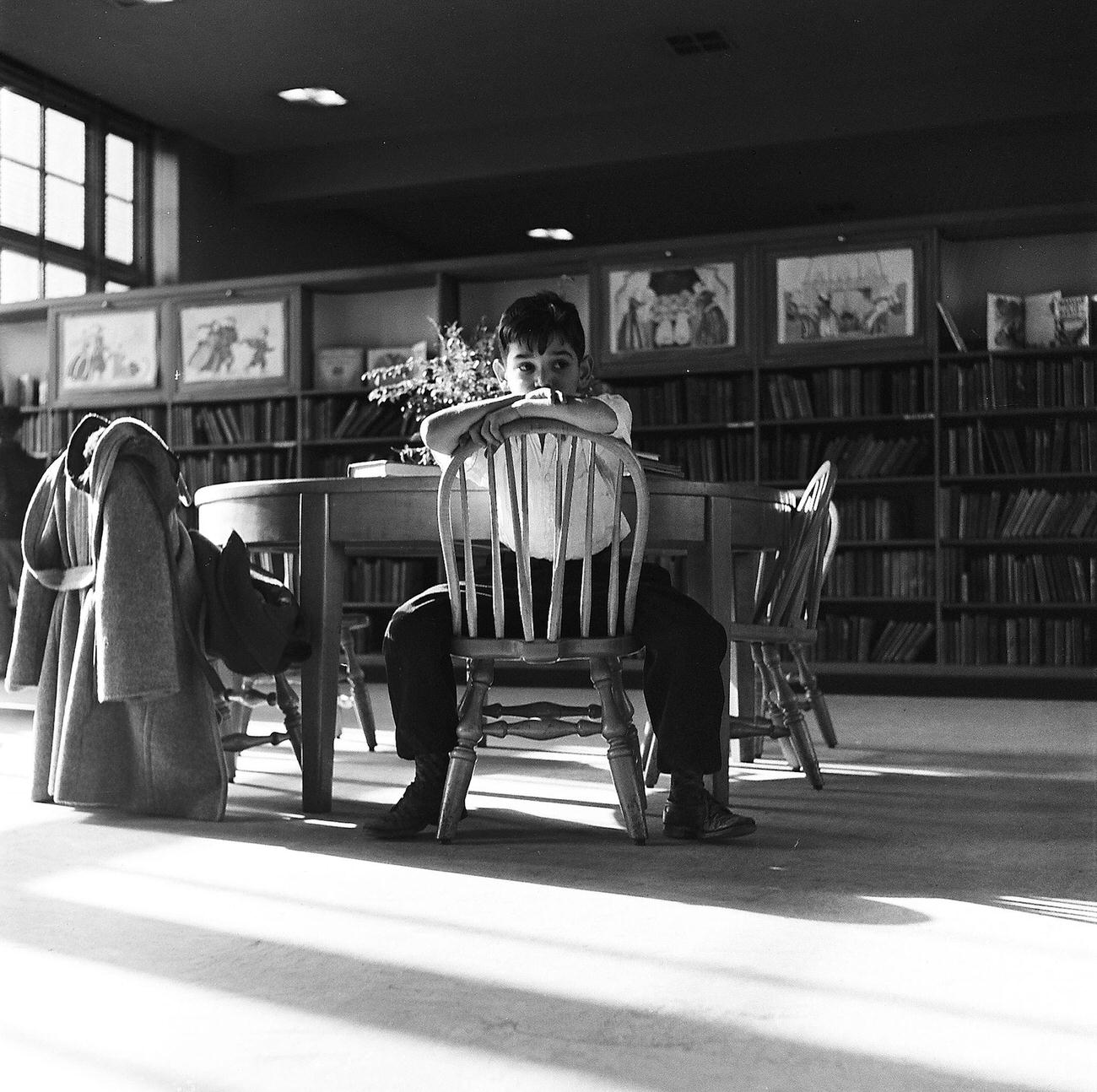 Portrait Of Young Boy At Library, 1947