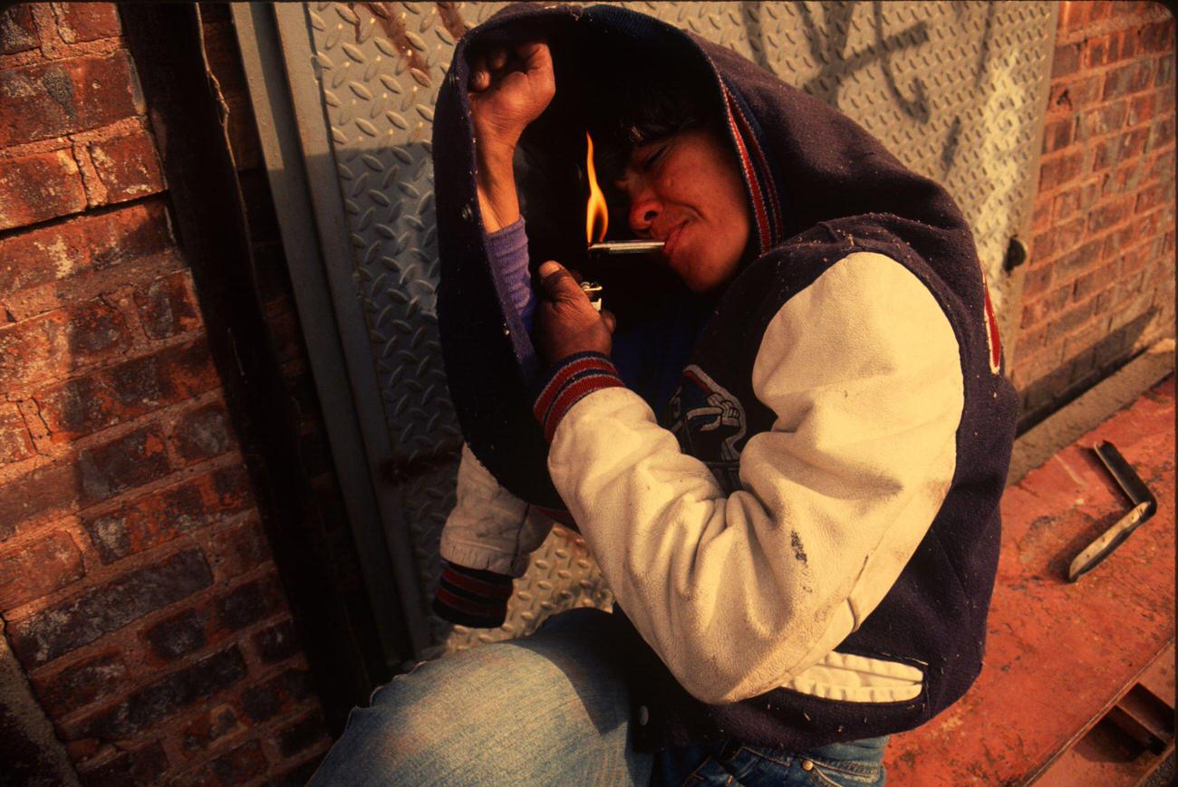 Woman Smoking Crack Cocaine In Brooklyn, 1991