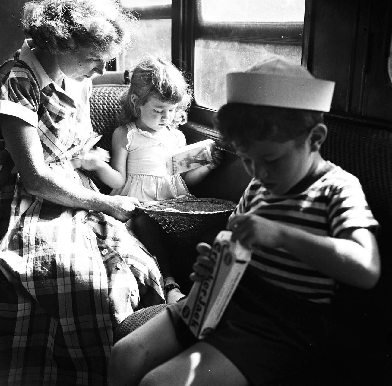 Kids Travel To Coney Island By Train, Brooklyn, 1948