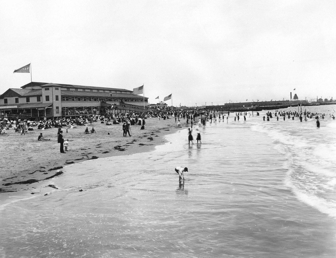 Beach And Bathing Pavilion At Coney Island, 1895