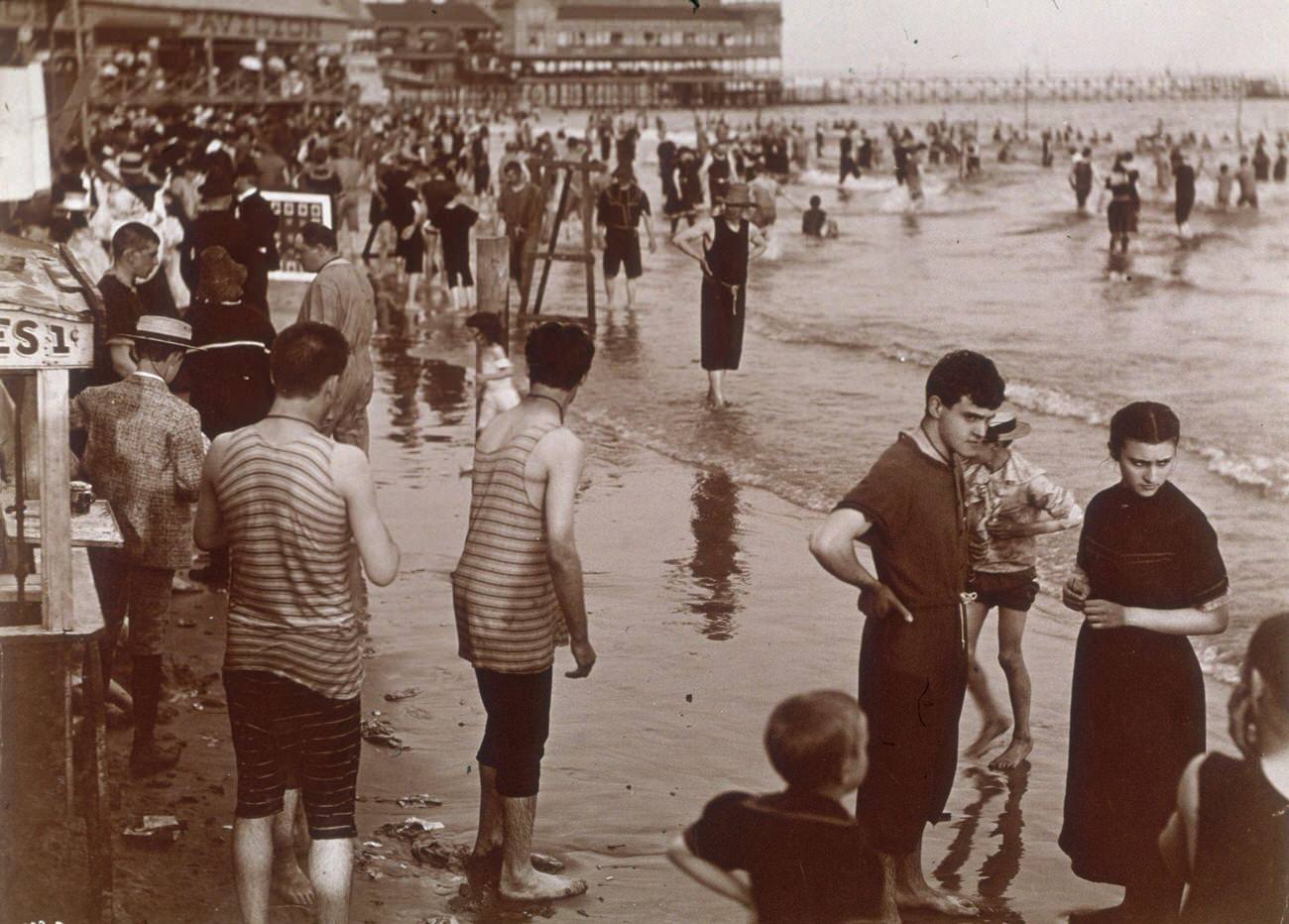 Beachgoers At Coney Island, 1896