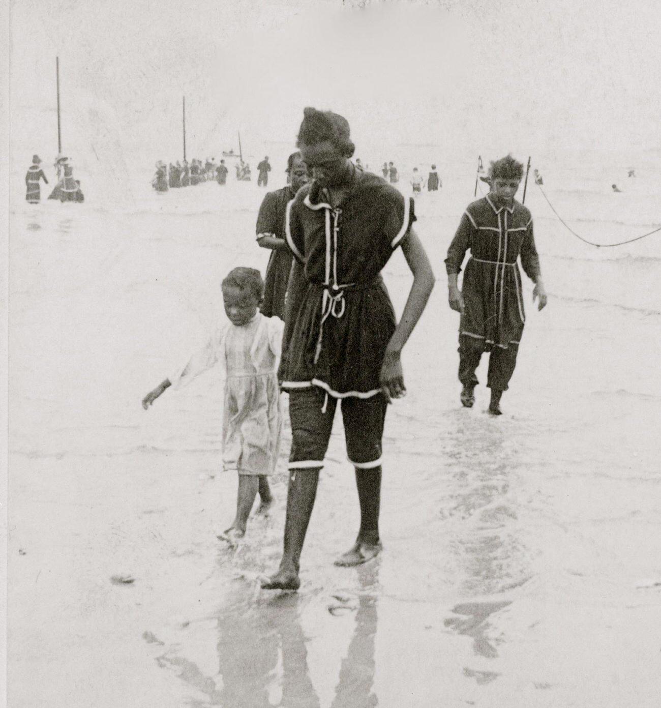 Mother And Child On Coney Island Beach, 1896