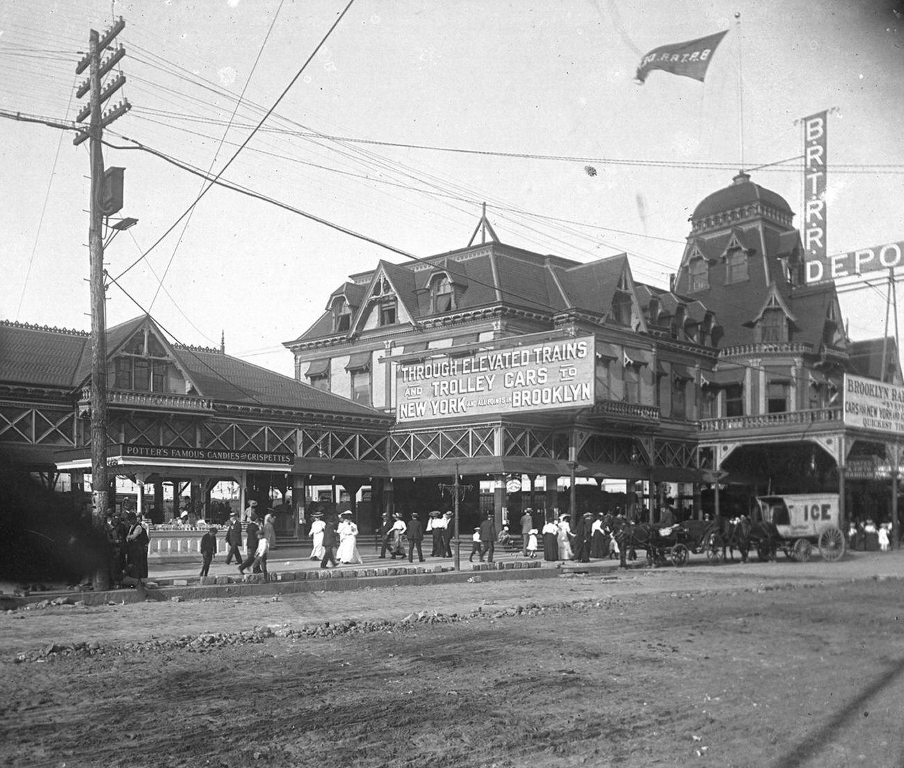 Brt Railway Depot And Potter'S Candy House, Late 1890S