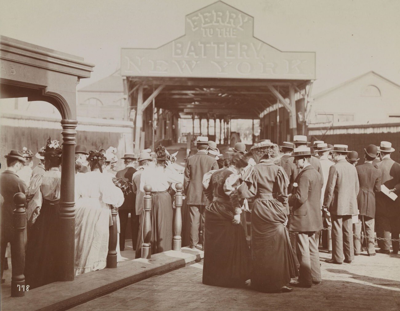 Crowds At Staten Island Ferry Entrance, 1895