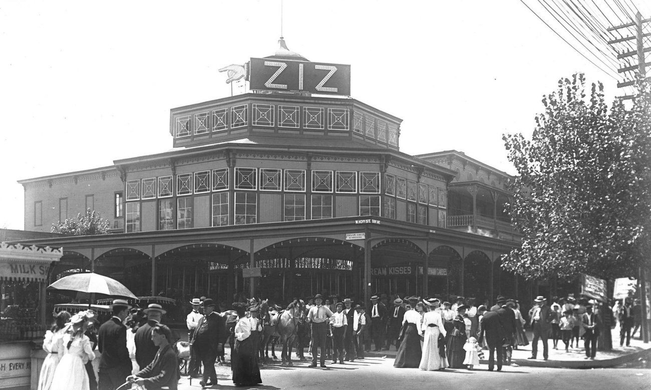 Feltman'S Sign And Ziz Roller Coaster At W 10Th &Amp;Amp; Surf Ave, 1900S