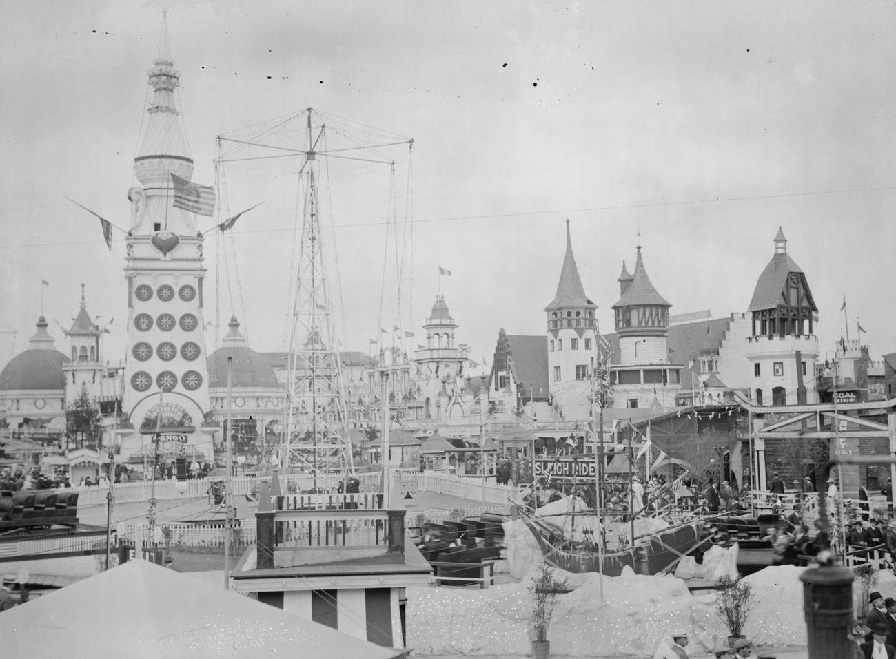 Amusement Rides At Coney Island, Circa 1900