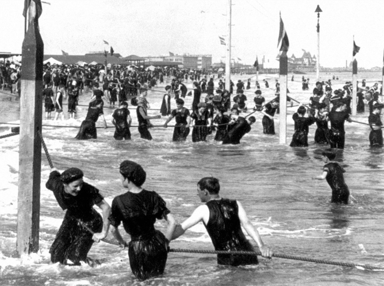 Coney Island Surf Crowd, Circa 1900