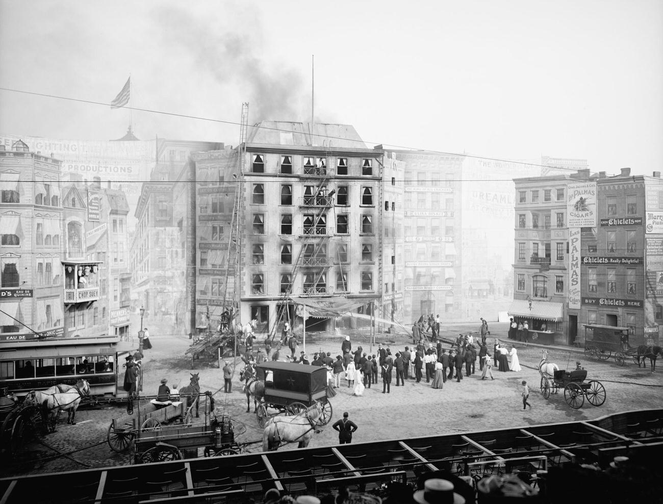 Firemen Extinguishing A Fire In Coney Island, 1903