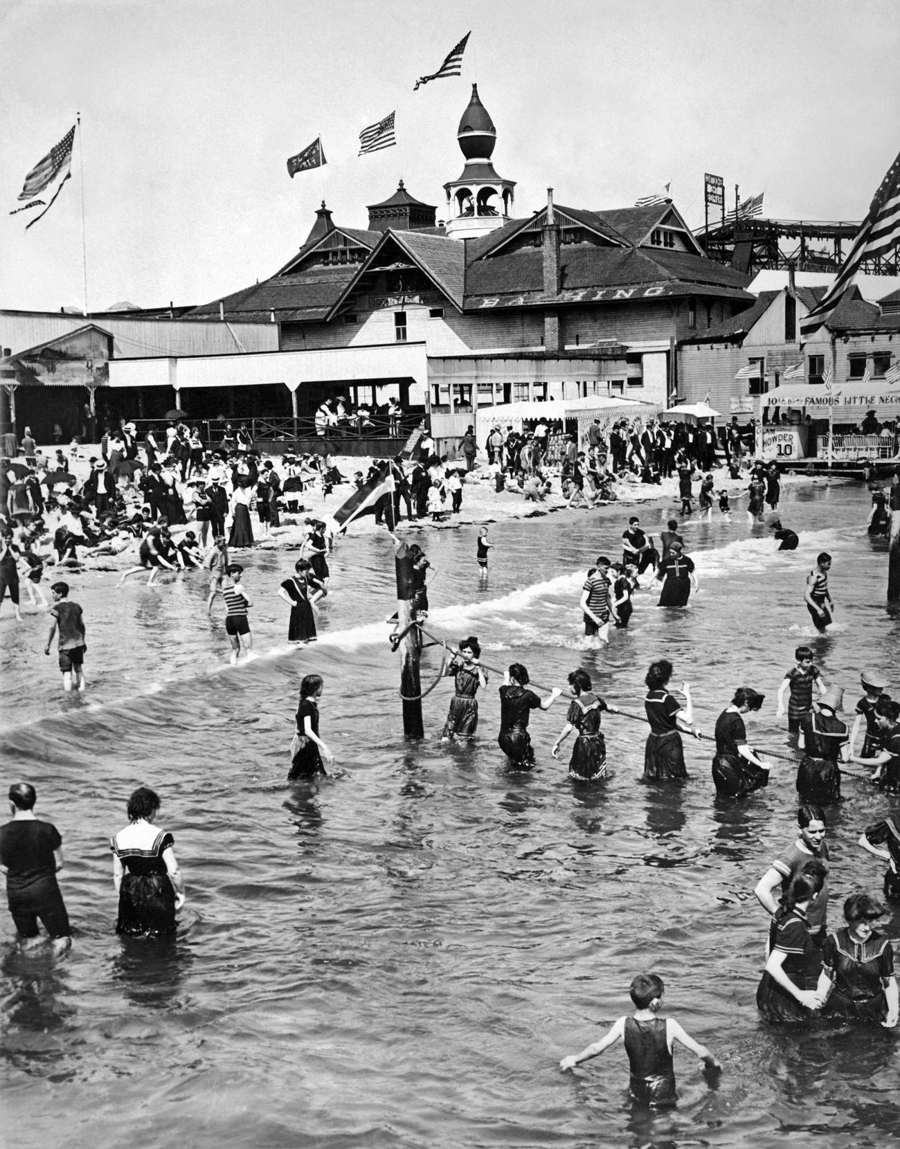 Bathers Playing In The Surf At Coney Island, 1904