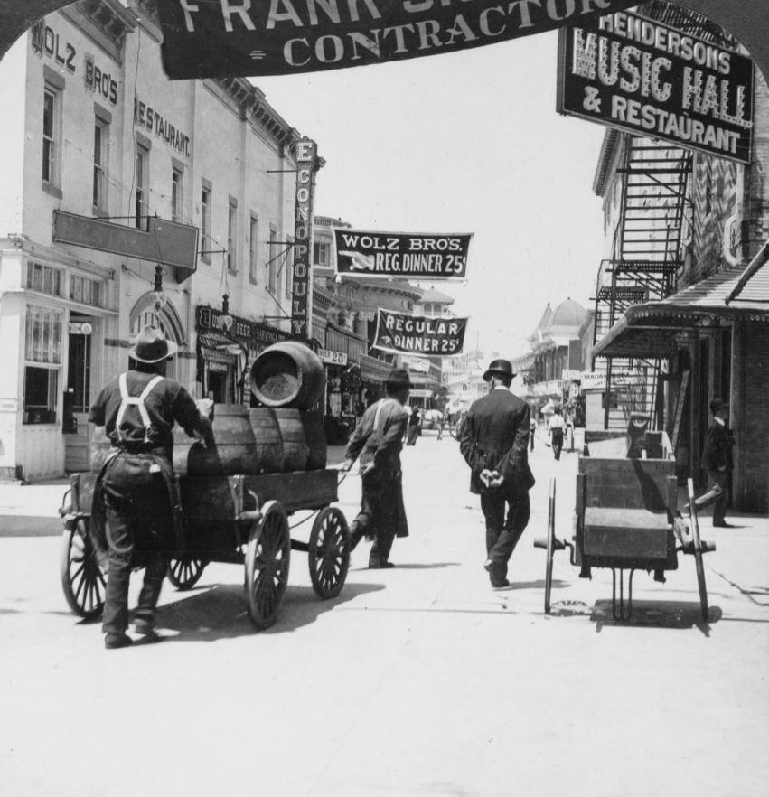 Men Moving Beer Barrels On Ocean Avenue, 1904