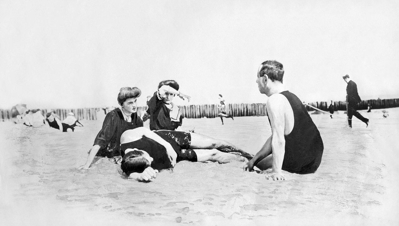 People Relaxing At The Beach, 1904