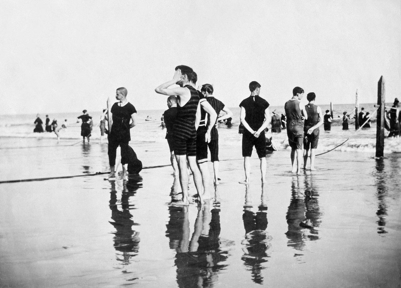 People Swimming At The Beach, 1904