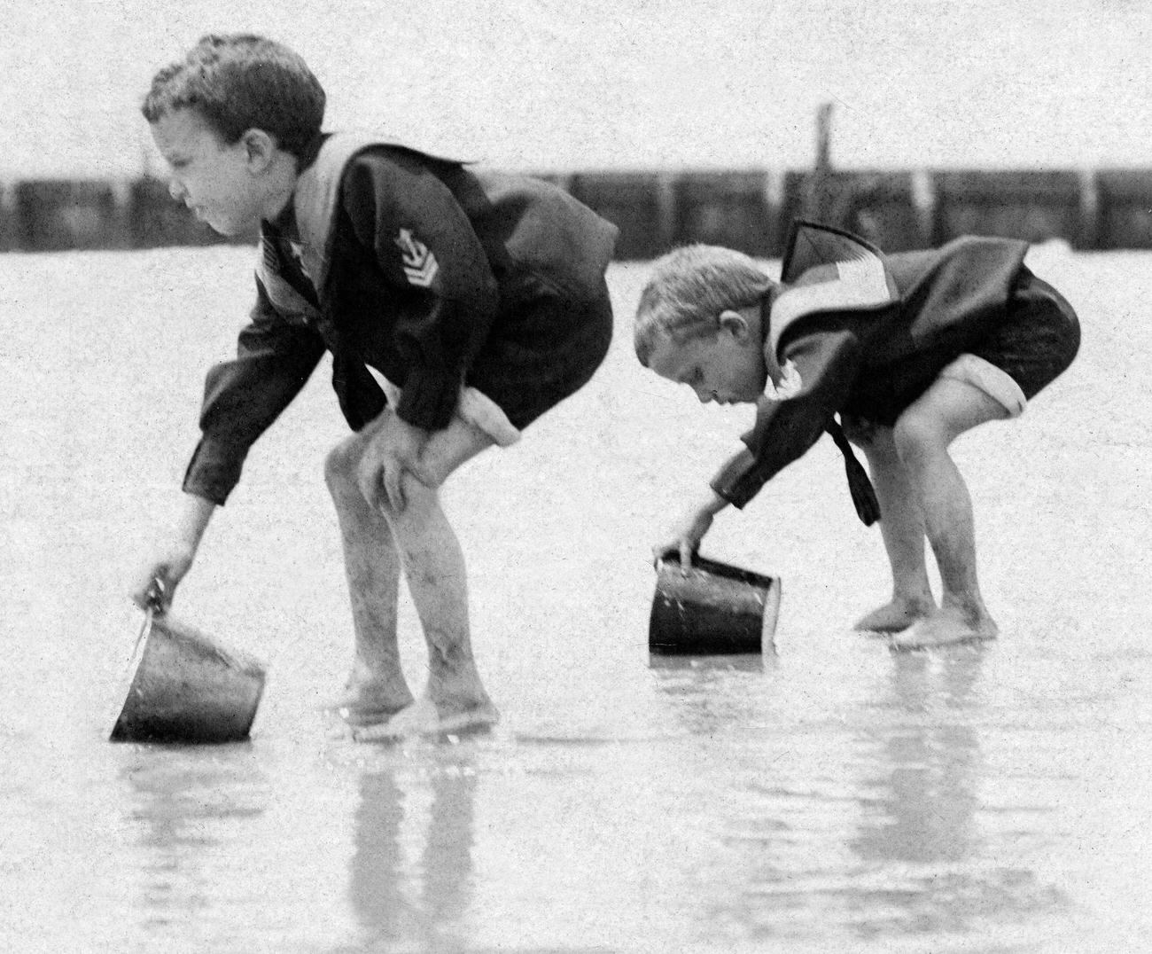 Boys Playing In The Water At The Beach, 1904