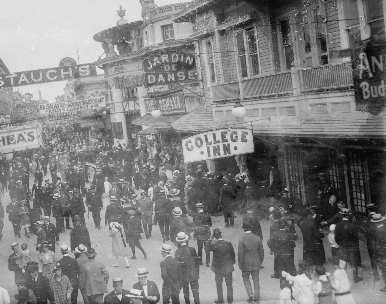 Surf Avenue Bustling With Shops And Tourists, Circa 1905