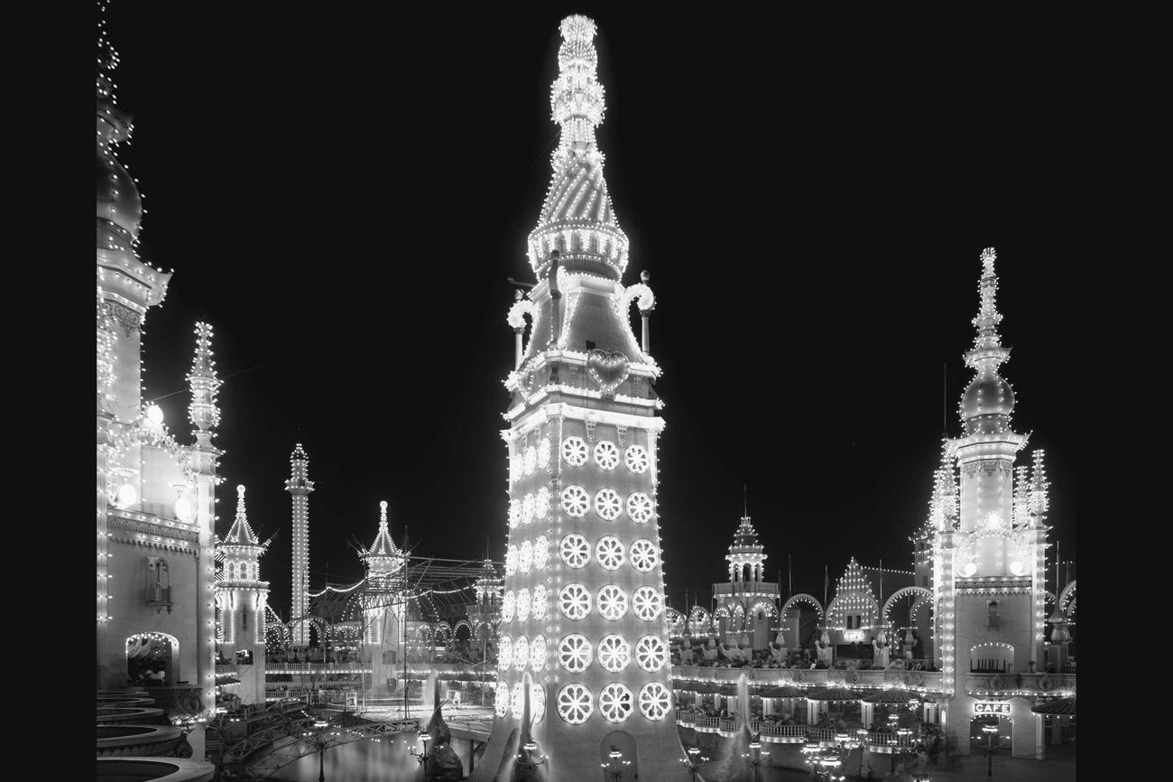 Luna Park Illuminated At Night, Circa 1905