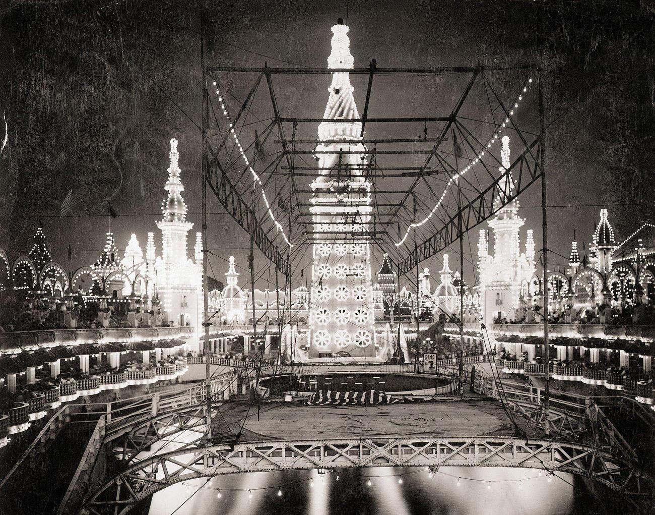 Illuminated Towers At Night In Luna Park, 1905