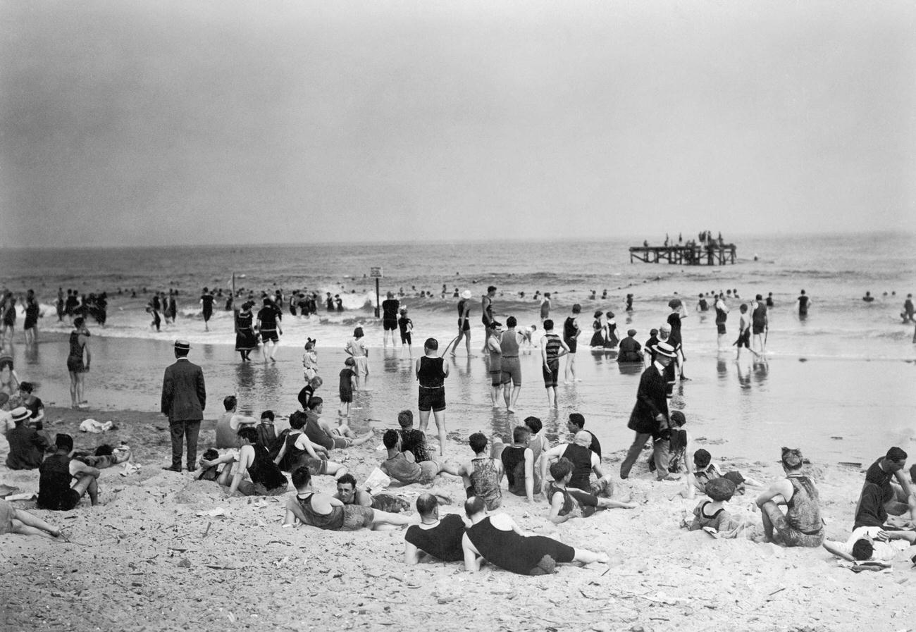 Bathers At Coney Island Beach, 1908