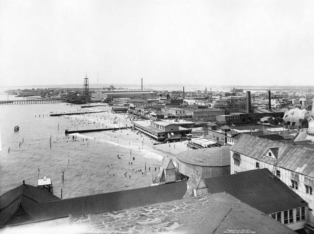 High-Angle View Of Coney Island Beach, 1910