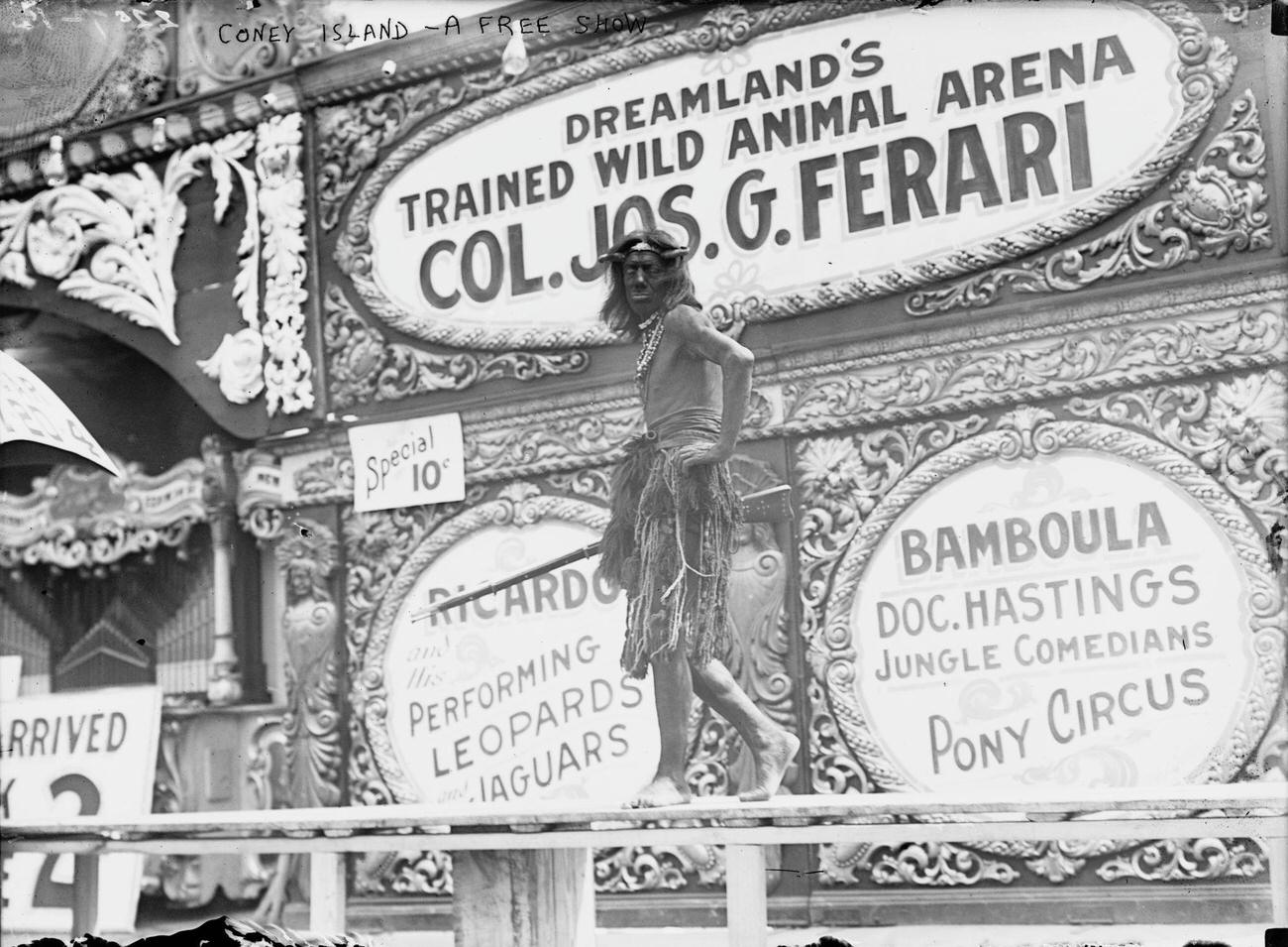 Sideshow Performer At Dreamland'S Animal Arena, Early 1910S