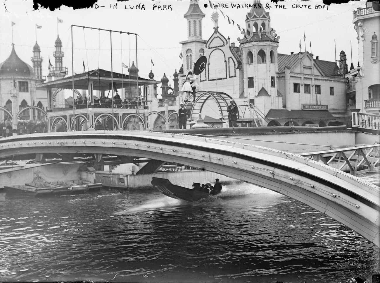 Coney Island, Luna Park 1903-1944, Wire Walkers &Amp;Amp; Chute Boat, Destroyed By Fire 1910S.