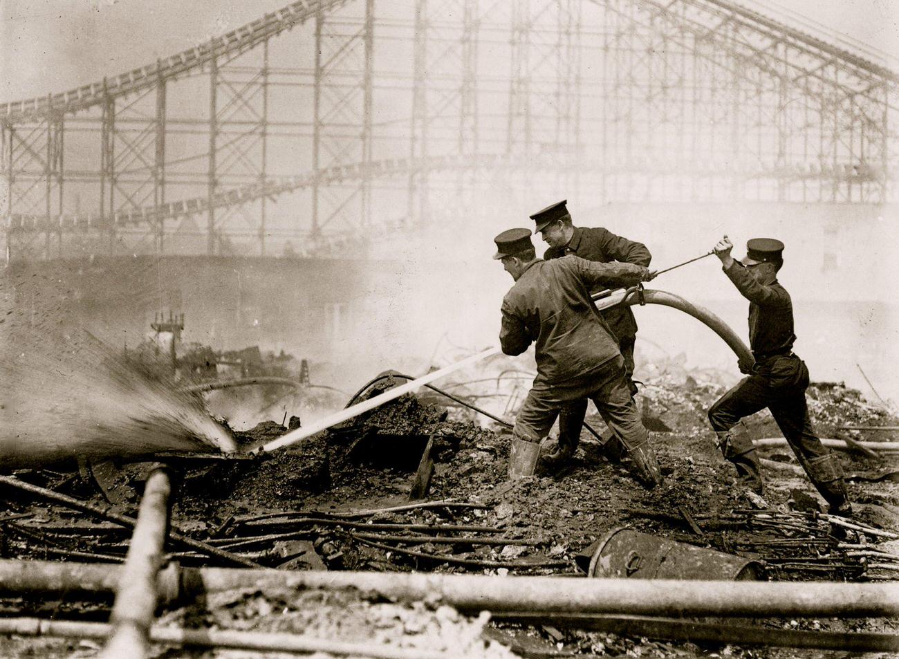 Aftermath Of The Dreamland Fire, Firefighters Work, May 1911.