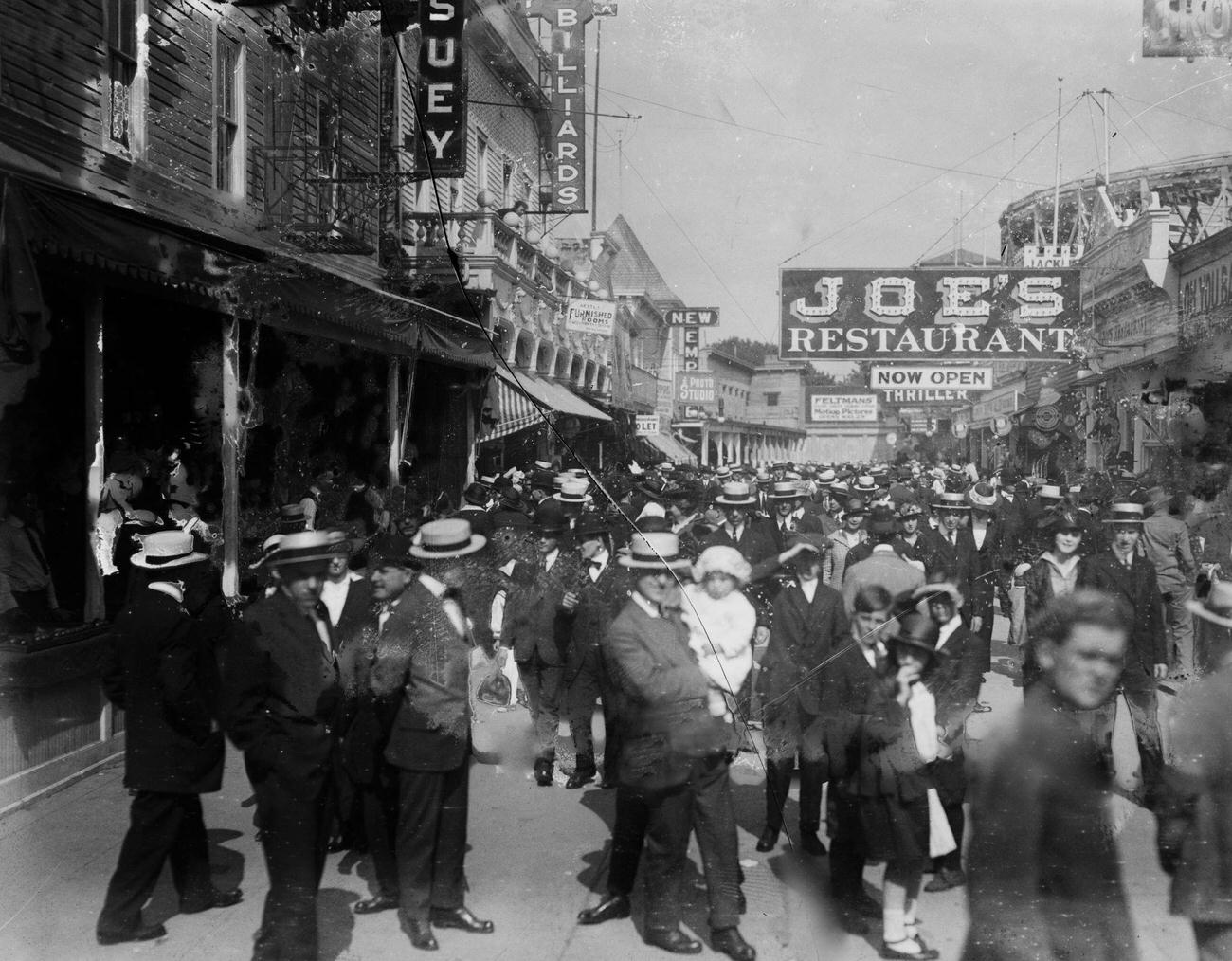 Visitors Enjoying A Day At Coney Island, 1915.