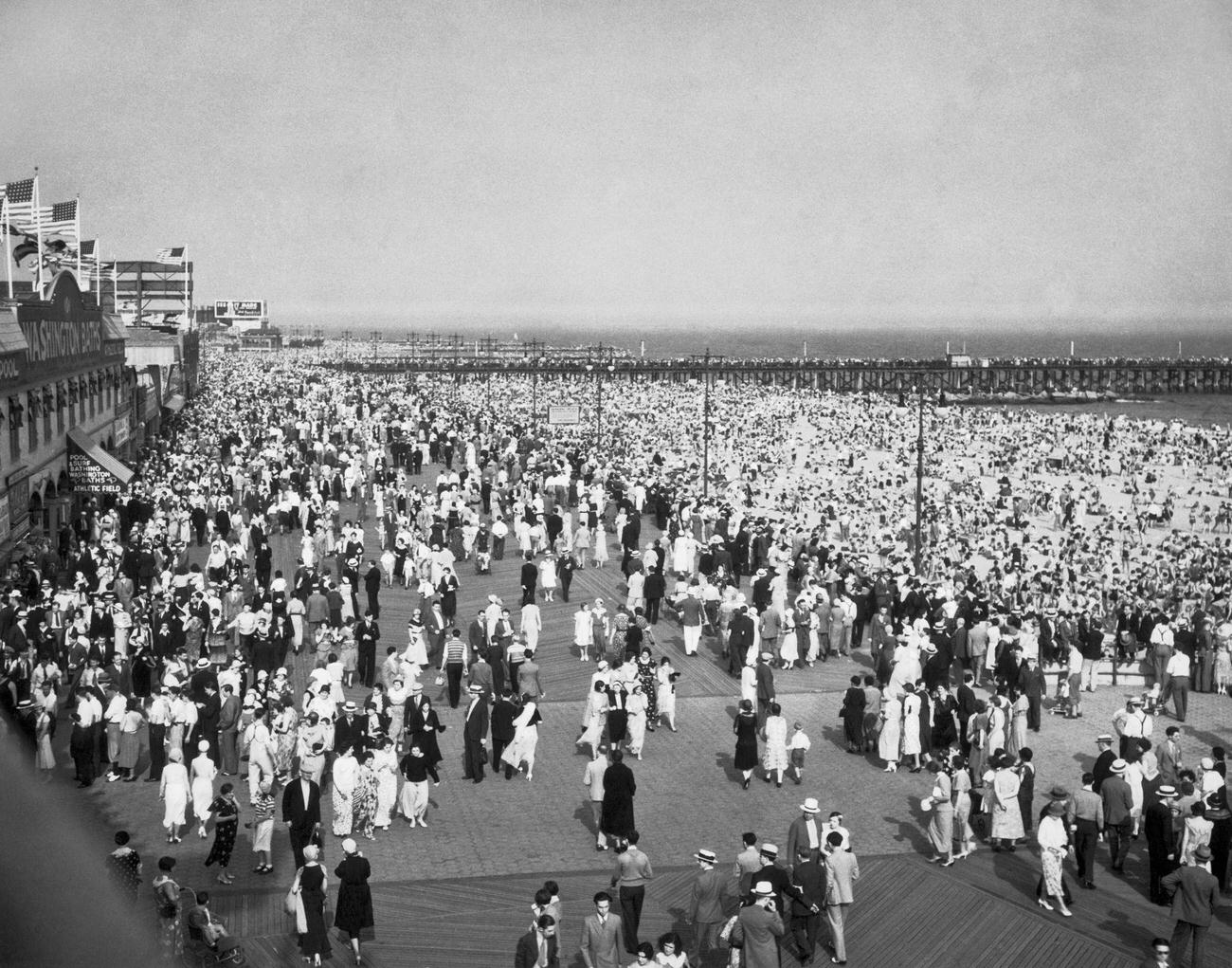 Crowded Boardwalk On A Warm Summer Day, Circa 1925