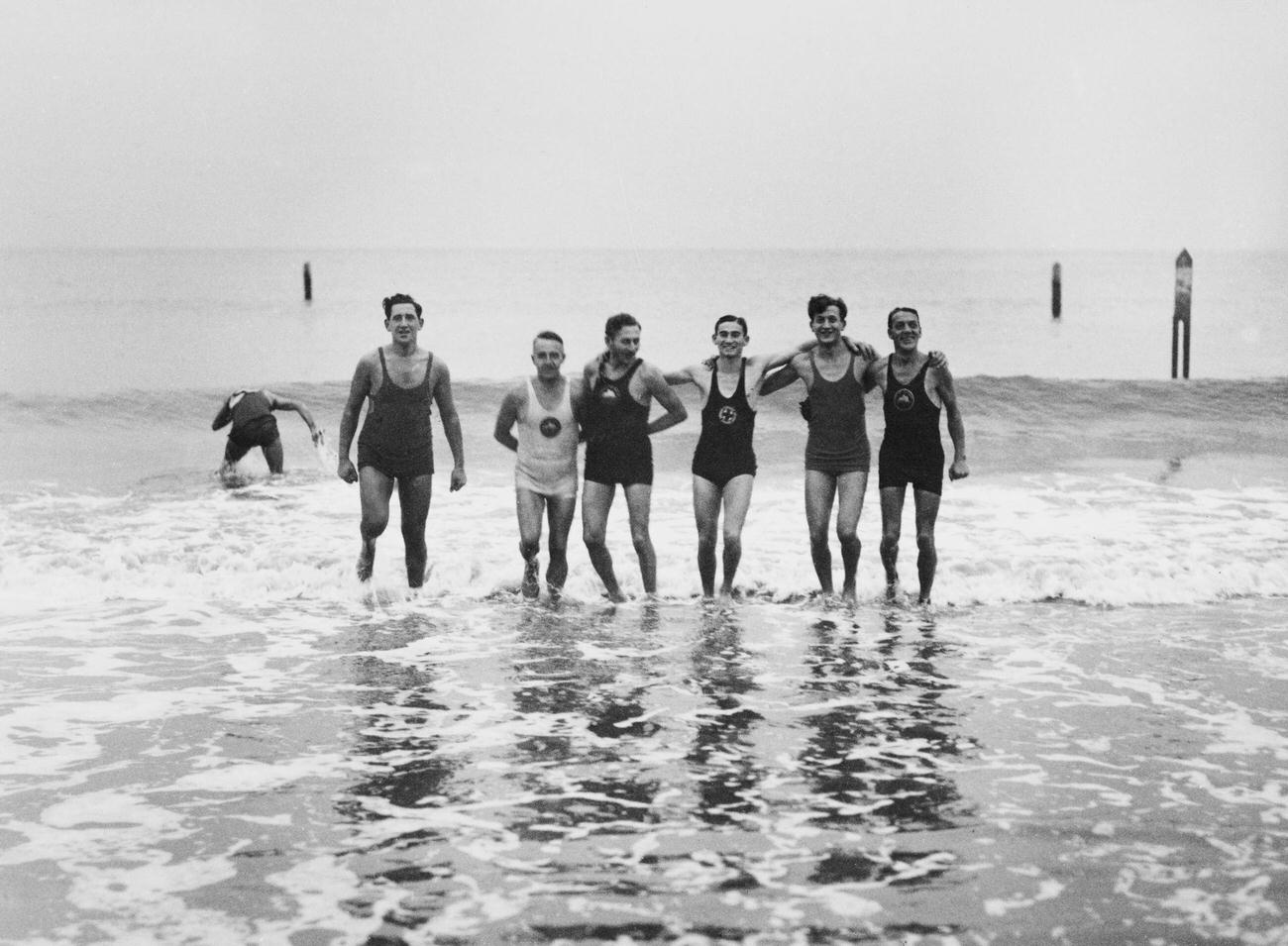 Men At Coney Island Beach Shore, 1925