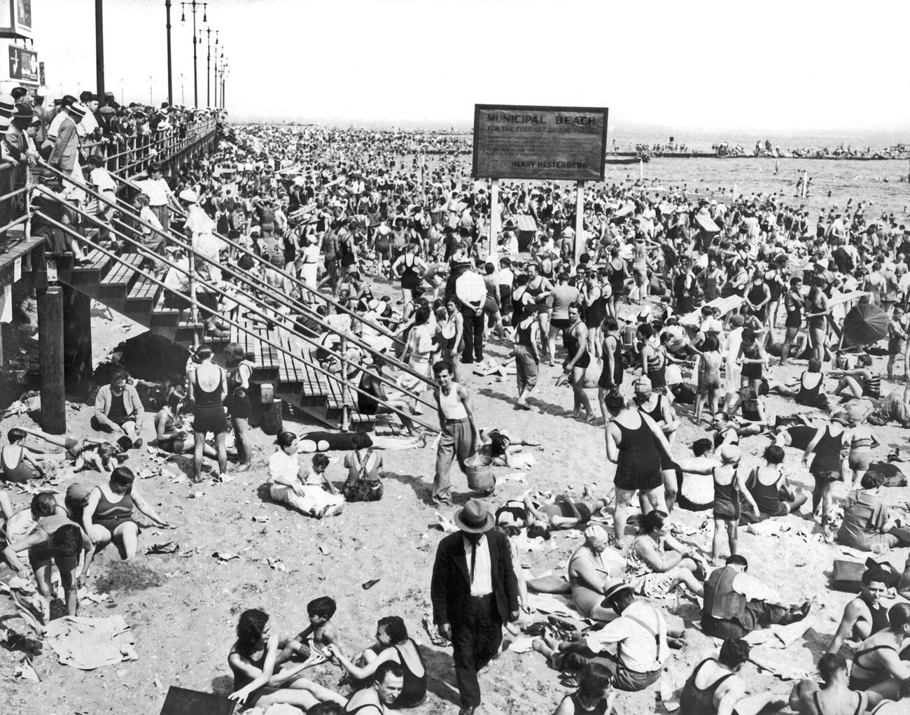 Crowds Seek Heat Relief At Coney Island, 1925