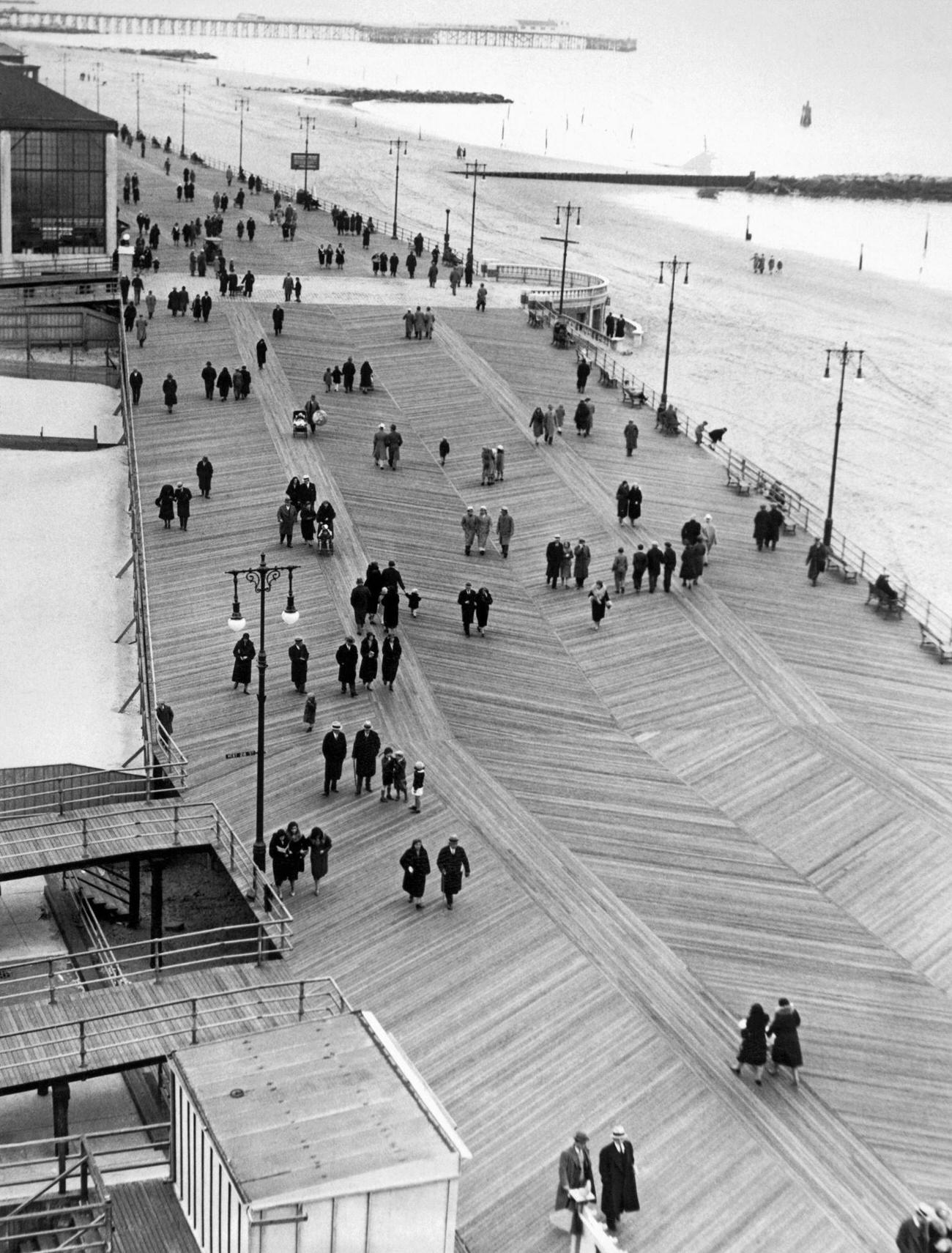 Nearly Deserted Boardwalk On Chilly Day, 1927