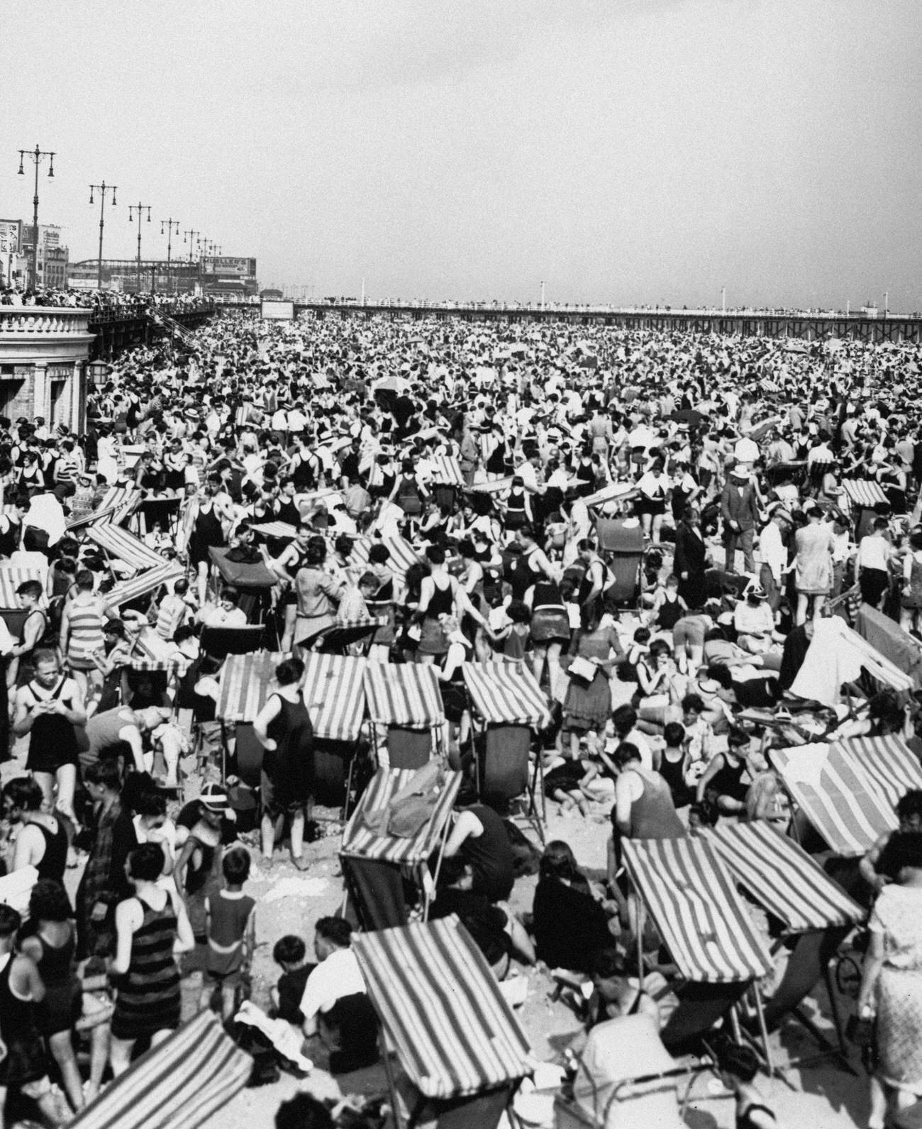 Crowded Summer Day On Coney Island Beach, 1927