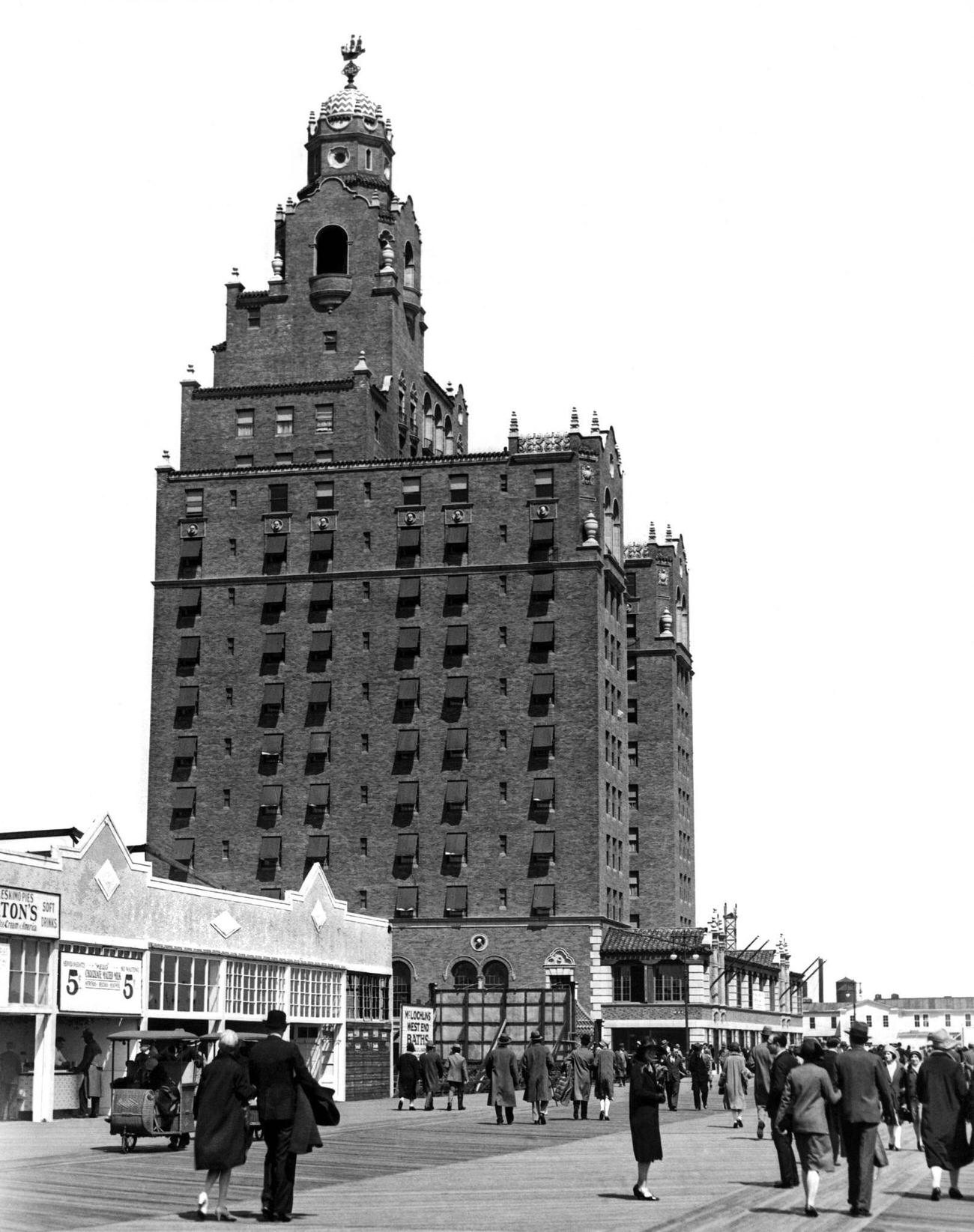 Boardwalk In Front Of Half Moon Hotel, 1927