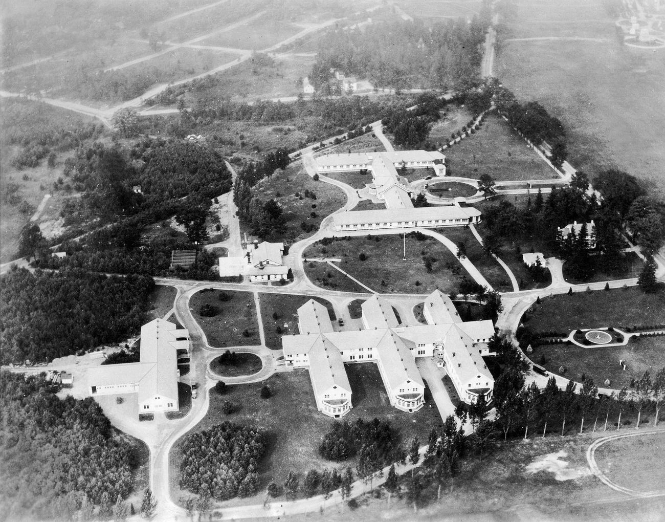 Aerial View Of Lincoln And Washington Baths At Lincoln Park, Saratoga Springs, 1928