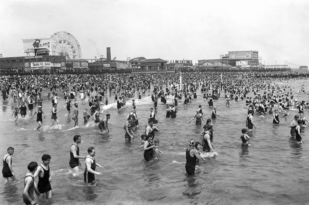 Swimmers Wading At Coney Island, 1928