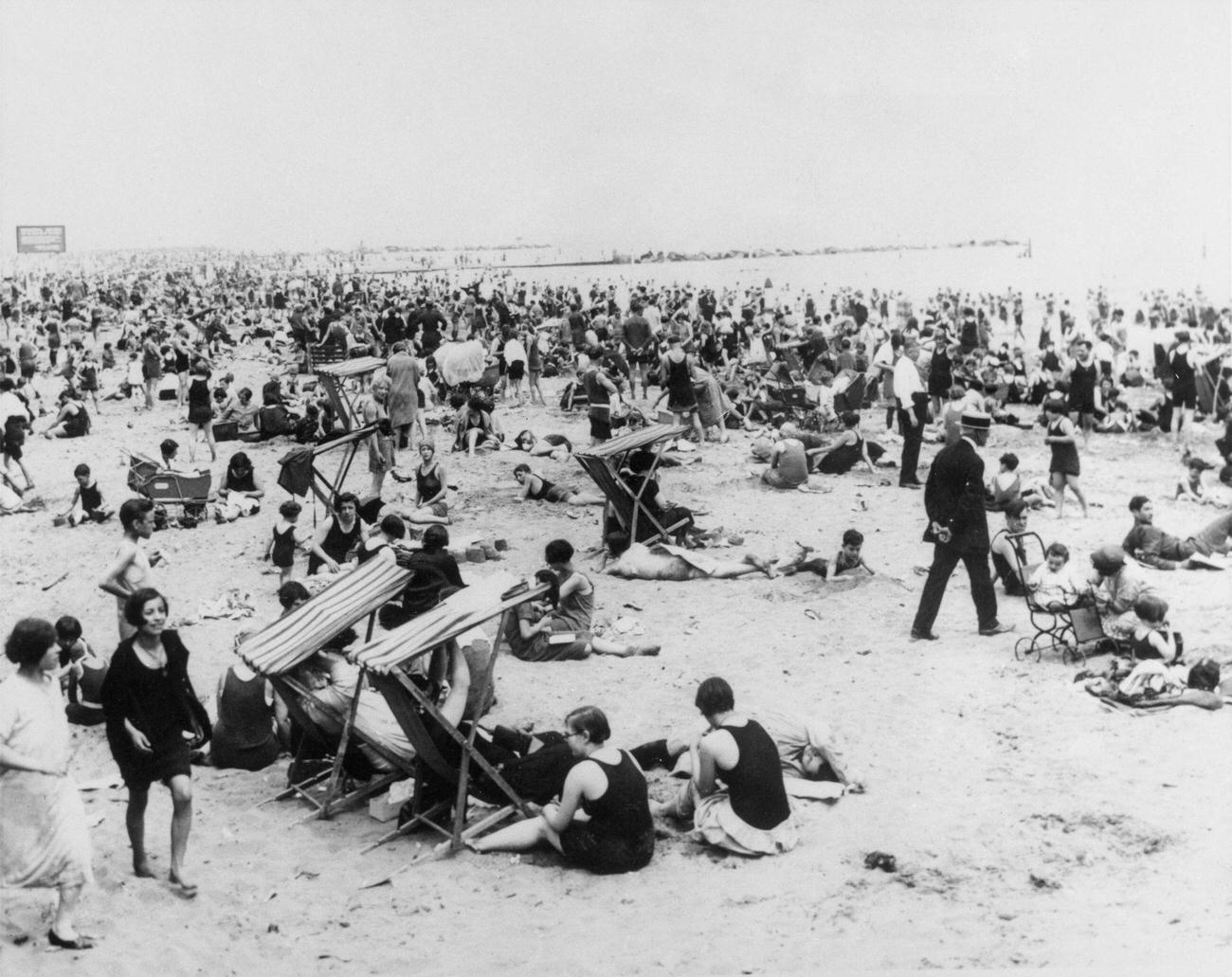 Bathers At Coney Island Beach, 1928