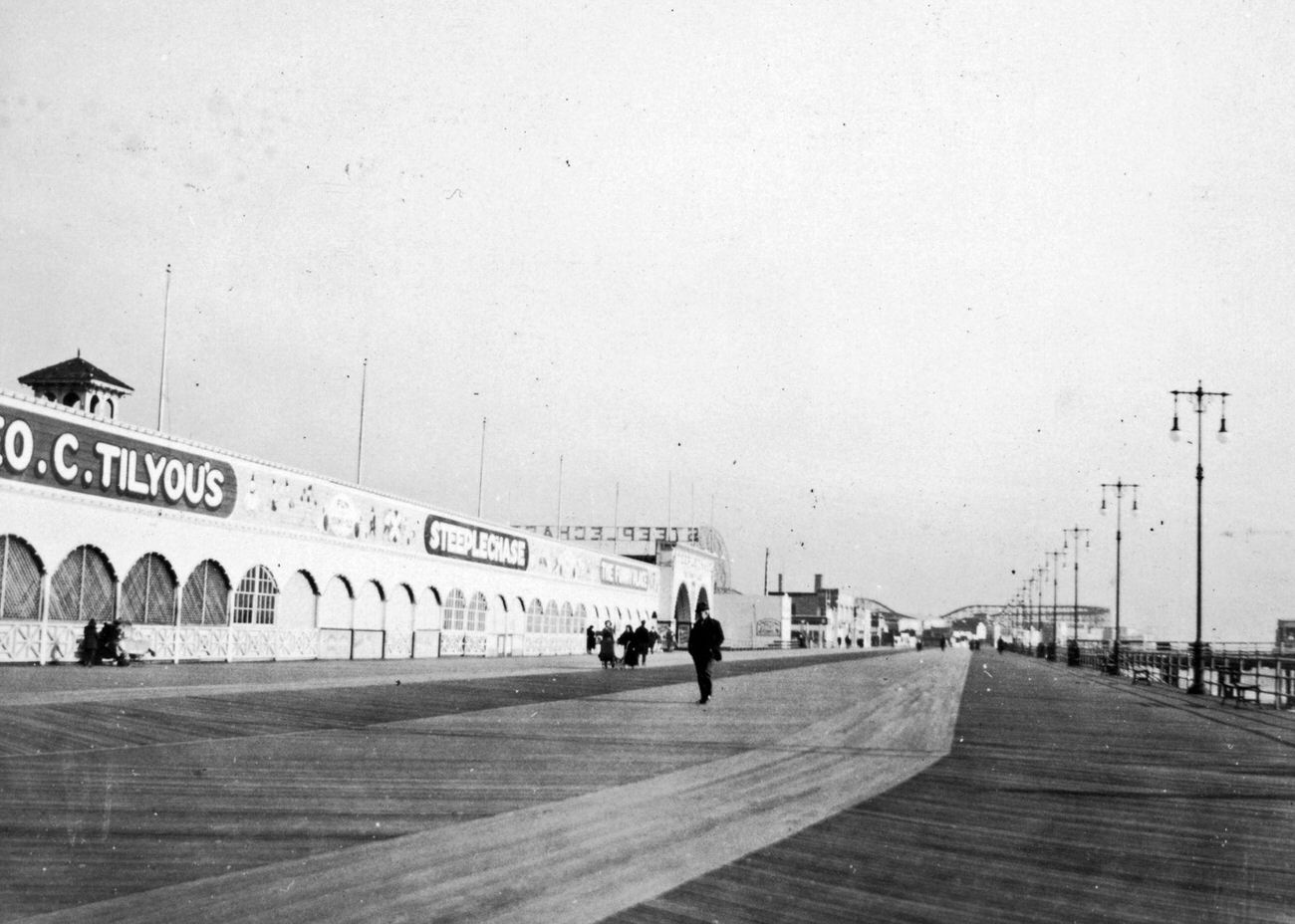 View Of Coney Island Boardwalk Looking East Near Steeple Chase Park, 1923